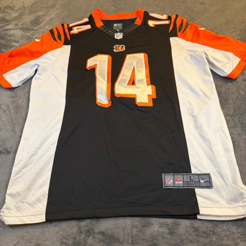 Cincinnati Bengals NFL Nike 14 Andy‎ Dalton Jersey Men's Large Black Orange